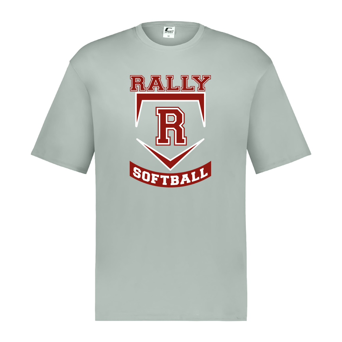 rally-softball-base-c2-mens-performance-short-sleeve-tee — Silver — Front — source sha256 88bf92ac8e1c11f3da6aae5d8b2d23c8bba441652ac204c35101b53cac7ffaa2 — Color position 3