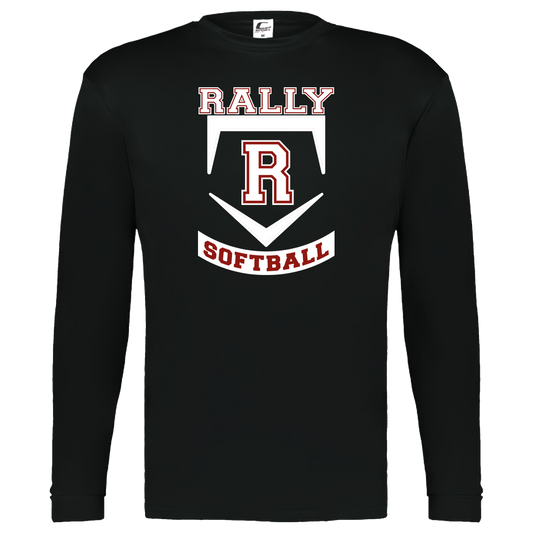 rally-softball-base-white-c2-kids-performance-long-sleeve-tee — Black — Front — source sha256 9ca452e4daa117551e66c8e43410bee2bb38cd3fbea701da7c8ede8467b4c13a — Color position 1