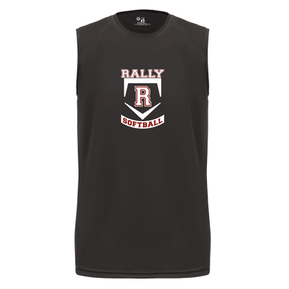 rally-softball-base-white-badger-b-core-sleeveless-performance-tee — Black — Front — source sha256 9d9940f2ad096e31a23a636255e1d729e8c4178b52d16333b44f81d52e89caf9 — Color position 1