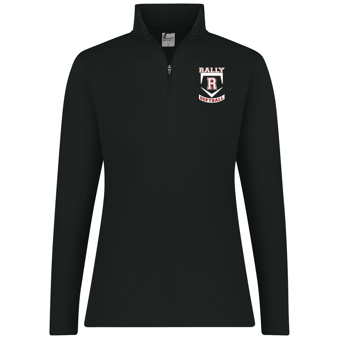 rally-softball-base-white-c2-womens-1-4-zip-pullover — Black — Front — source sha256 a9398e47b706229fa4e8383a7d9a36d70bc4f8e9fdfac9ef3f54e0572b883286 — Color position 1