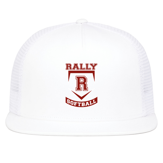 rally-softball-base-pacific-headwear-d-series-5-panel-trucker-snapback-cap — White — Front — source sha256 bfdb1e9bbce421684cf59774393253c91104829fc18eca17925cb748133cf63f — Color position 5