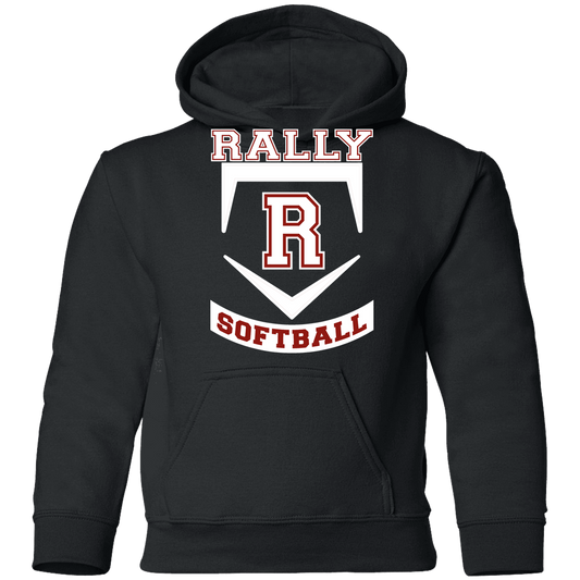 rally-softball-base-white-gildan-youth-pullover-hoodie — Black — Front — source sha256 c52b3c7cf8b65142b13b300042102cf1dc8494feaca34be8478b8012c0722eb9 — Color position 1