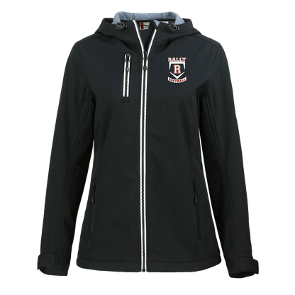 rally-softball-base-white-clique-womens-eco-stretch-softshell-jacket — Black — Front — source sha256 c54472f9d19da5e2167307e01af8ebf22deb394169fbad1eebedb814aba08cb9 — Color position 1