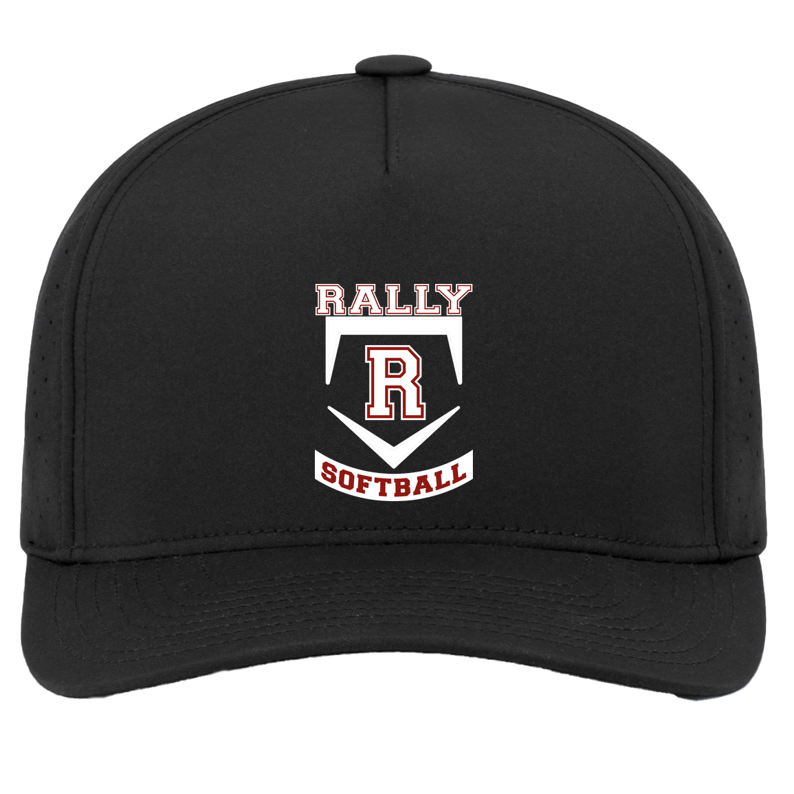 rally-softball-base-white-pacific-headwear-weekender-perforated-snapback-cap — Black — Front — source sha256 d15224c51febb6de01c977bfeda0800fa4cb005495247e95749b608db28df139 — Color position 2