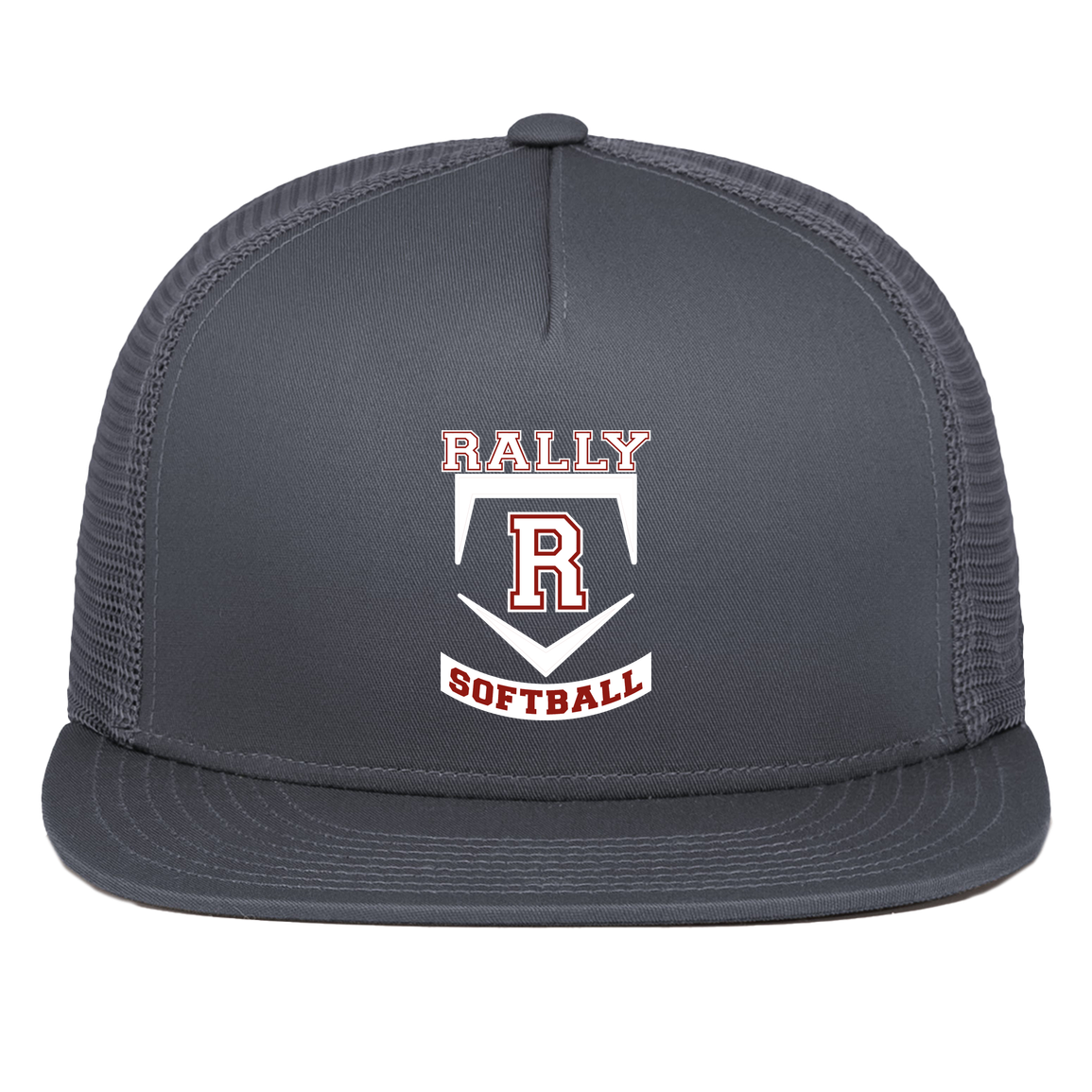rally-softball-base-white-pacific-headwear-d-series-5-panel-trucker-snapback-cap — Graphite — Front — source sha256 f7ccfcf2b3b0daca836002916618ca6267c647ffd1f7c7abff5d9797cabbf04b — Color position 3