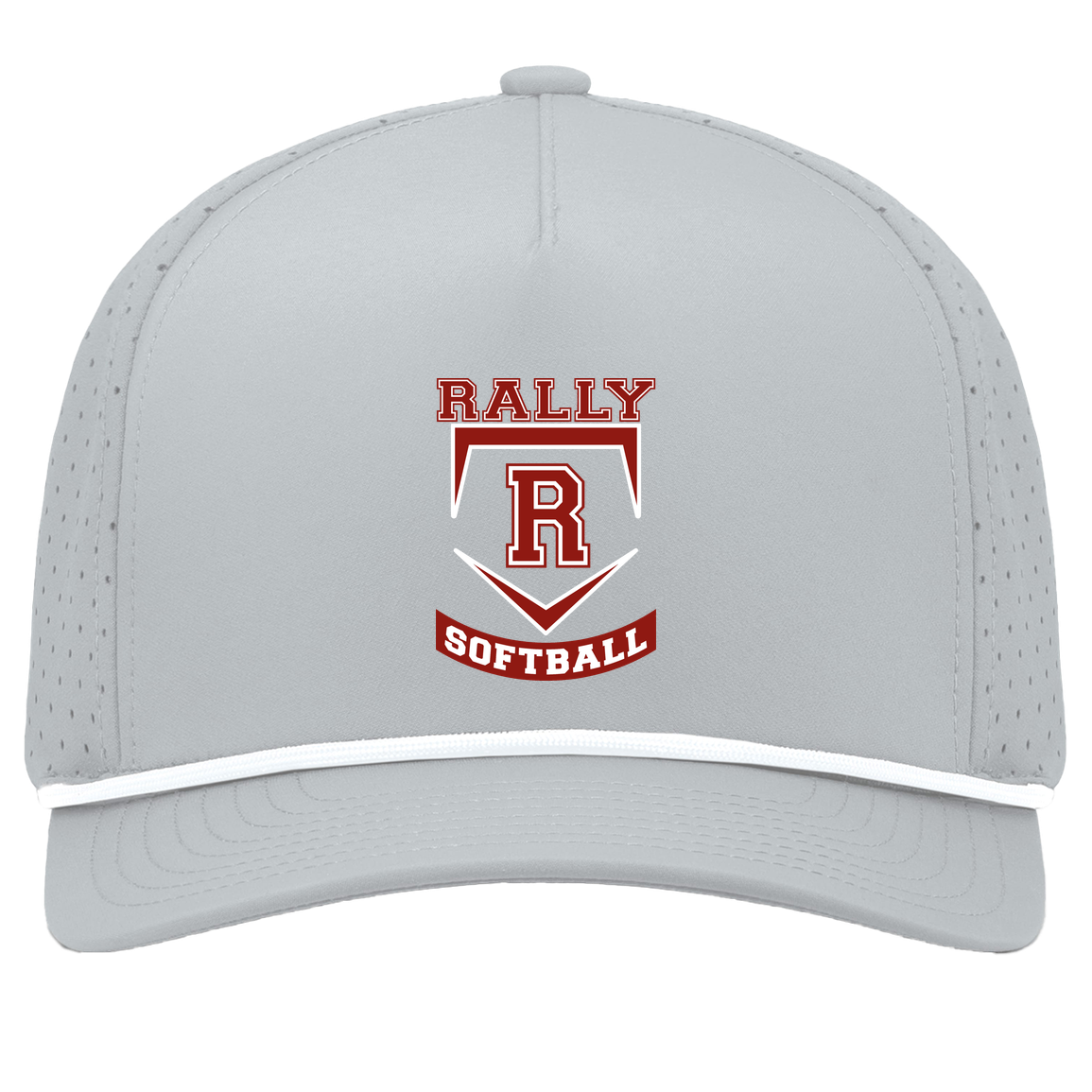 rally-softball-base-pacific-headwear-weekender-perforated-snapback-cap — Silver/White — Front — source sha256 fc6cb15a47e9b26a01aea51d5dade85a56e521fa350688862c116ed9504cbb9e — Color position 5