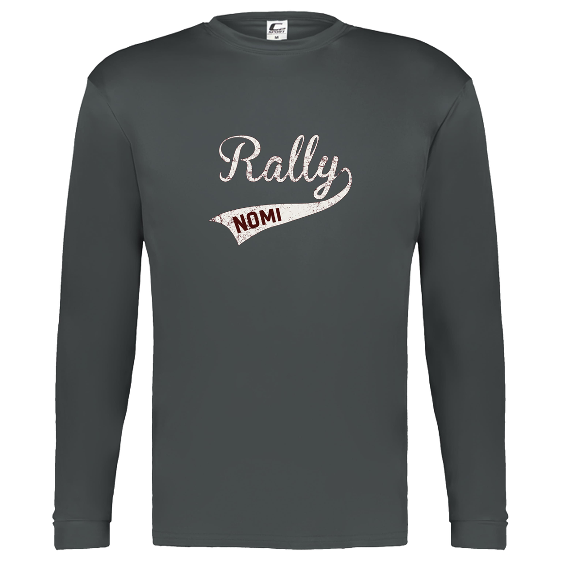 rally-softball-rally-original-white-c2-kids-performance-long-sleeve-tee — Graphite — Front — source sha256 0dfdf911927874fb958b79ed44afd18437f20257f9cc896fae97ea13fedd7115 — Color position 2