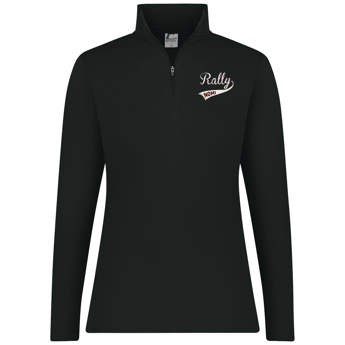 rally-softball-rally-original-white-c2-womens-1-4-zip-pullover — Black — Front — source sha256 15d9f5fa66b311513e25789c93502684e461b2c47107e937ba01da5441f1222a — Color position 1