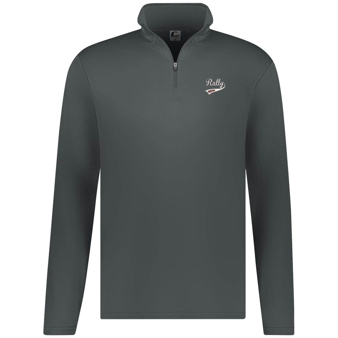 rally-softball-rally-original-white-c2-mens-1-4-zip-pullover — Graphite — Front — source sha256 50dca83f446f868821cc988d46c06c55785a464a5181275cece07f88246471d0 — Color position 2