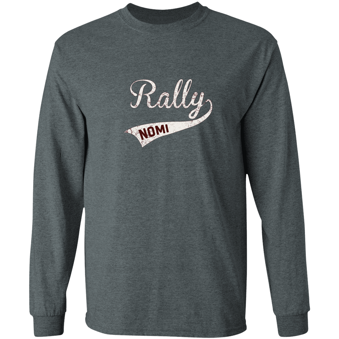 rally-softball-rally-original-white-gildan-ls-t-shirt-5-3-oz — Dark Heather — Front — source sha256 7cd69639df39b1429080808cb6ede033d7f03146c8b48430f4e4b025afa626dd — Color position 1