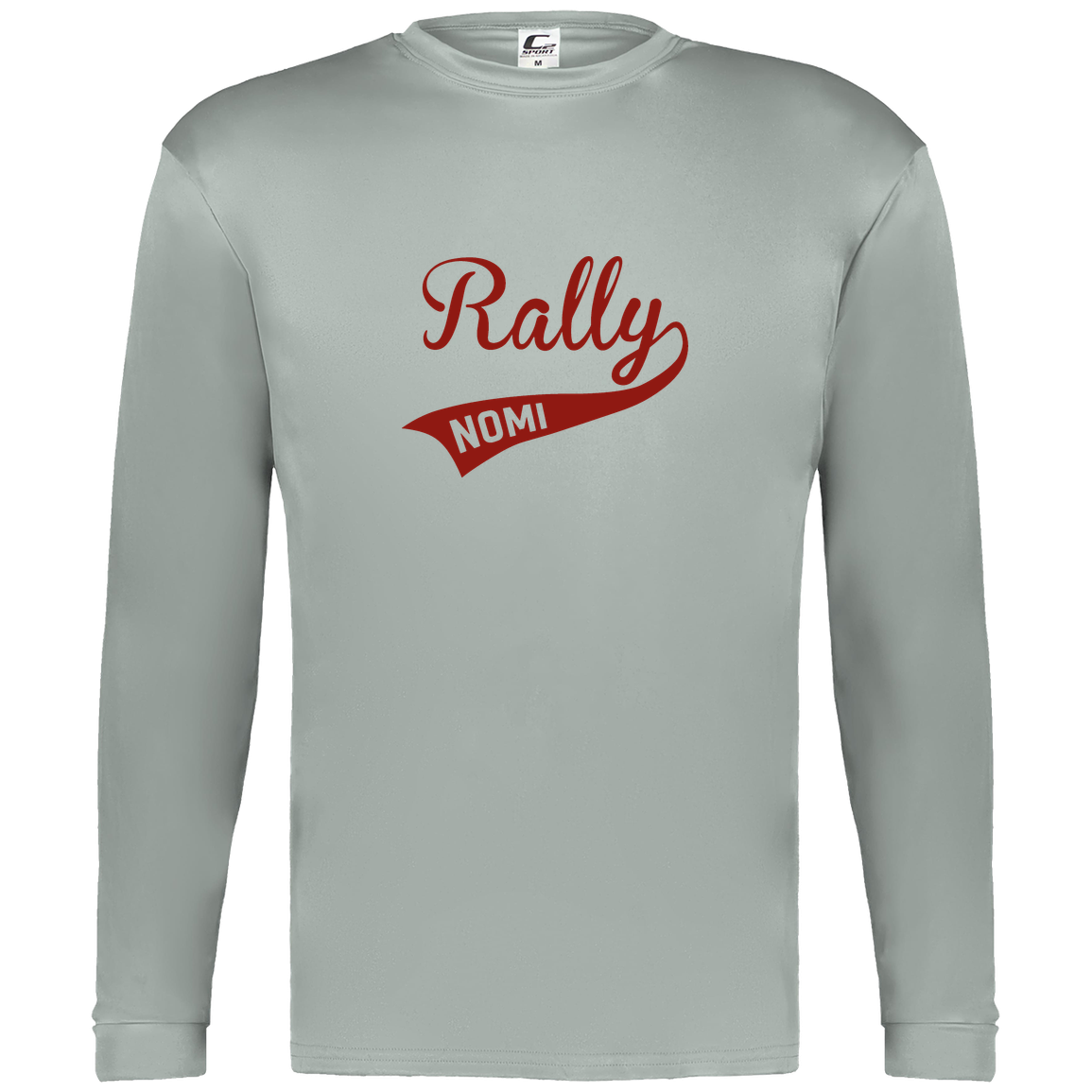 rally-softball-rally-original-c2-mens-performance-long-sleeve-tee — Silver — Front — source sha256 cd13e665e284208cf7140010628b7304a0d20d53062b925cc5ba7f97deff92a6 — Color position 1