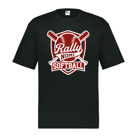 rally-softball-rally-shield-white-c2-mens-performance-short-sleeve-tee — Black — Front — source sha256 0bce54bf3ca38d5bdd8a0f7c2c31dcf9722555e08992de09e5896bc0f9d7ecfb — Color position 1