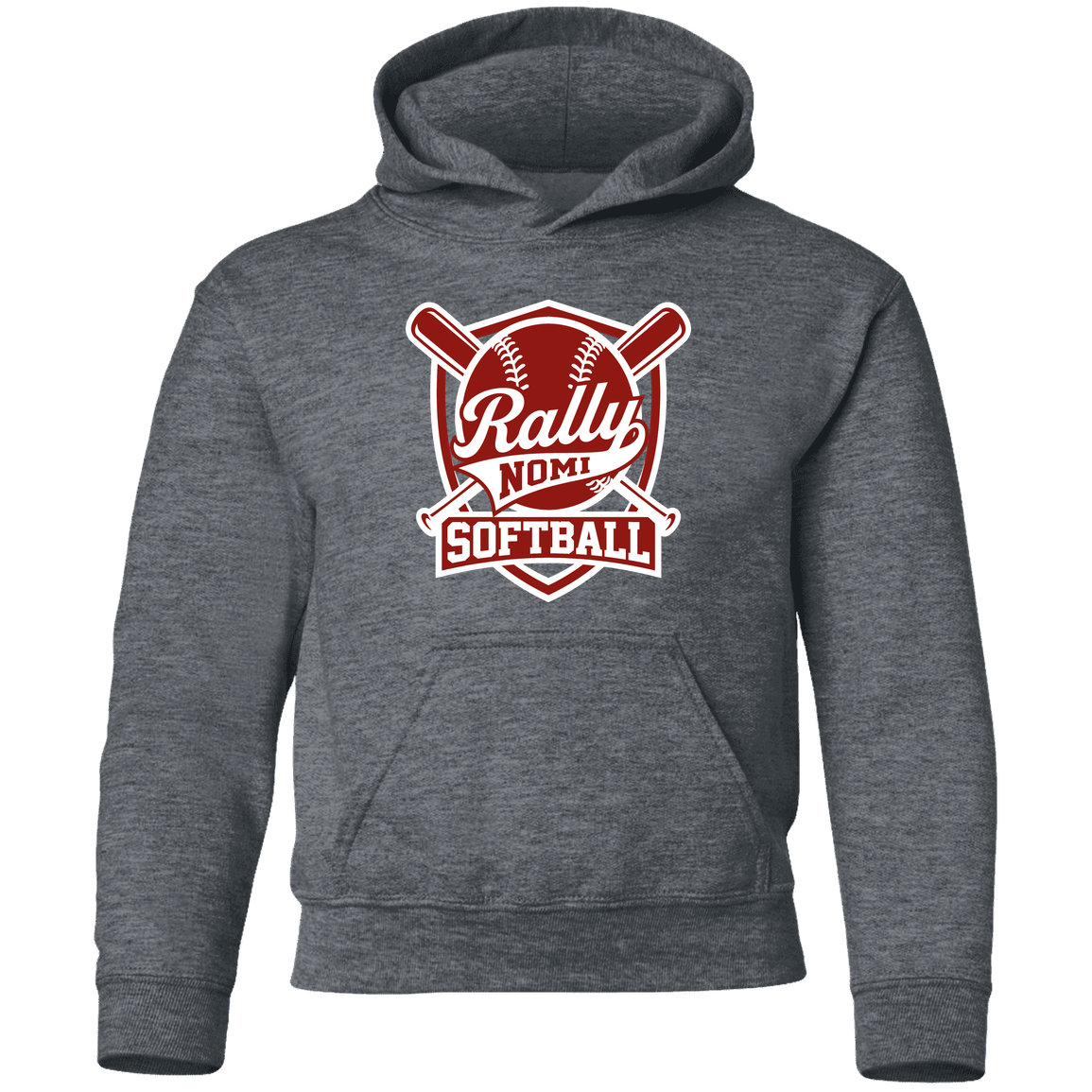 rally-softball-rally-shield-white-gildan-youth-pullover-hoodie — Dark Heather — Front — source sha256 0e6329f4d09d7464212dfd8fbbd4d5e6d9cbb2ca00ab4424751fcbf3ab07fa5d — Color position 1