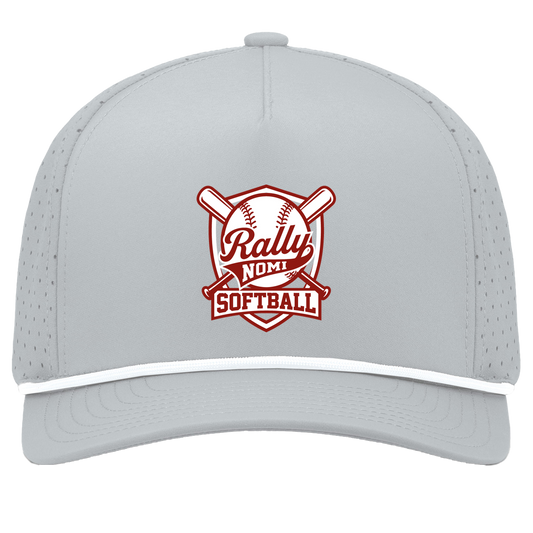 rally-softball-rally-shield-pacific-headwear-weekender-perforated-snapback-cap — Silver/White — Front — source sha256 426f6f716939edf702e018430c9830caf934b7a2d6ebcdb6c955869dcaa0e6d7 — Color position 5