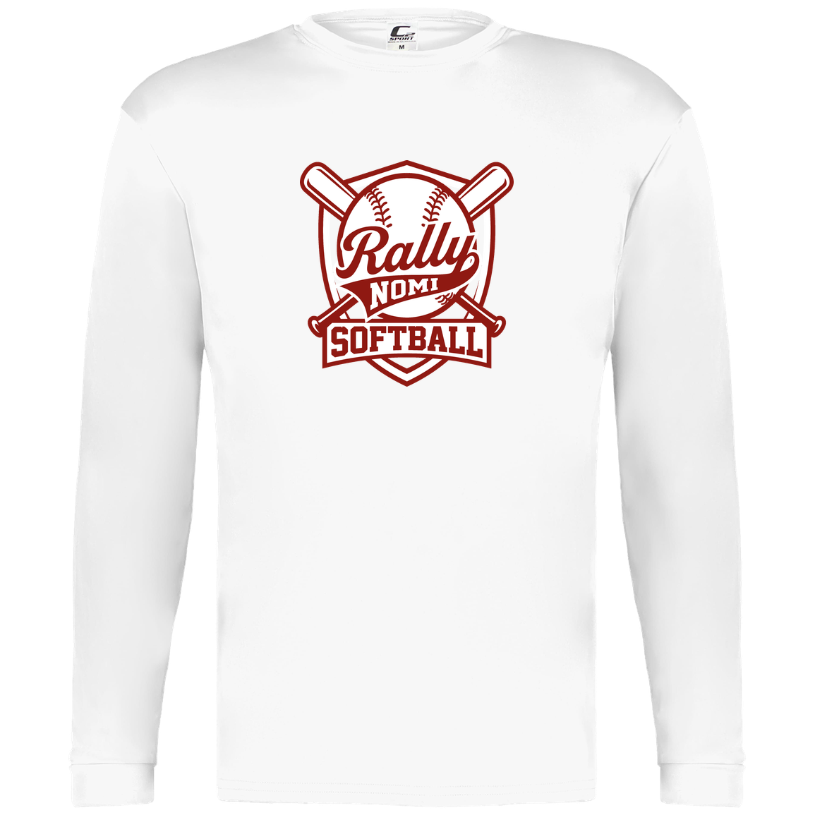 rally-softball-rally-shield-c2-mens-performance-long-sleeve-tee — White — Front — source sha256 43c7f97a5fdea78f4801bcc4a320776d5604c426f9070a5685c53cc154e3e441 — Color position 4
