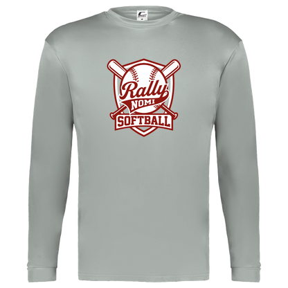 rally-softball-rally-shield-c2-kids-performance-long-sleeve-tee — Silver — Front — source sha256 52b3a4a2cbaf27589d68361c5d35b1c0bc74a48f4d78e62be4bdb2b037cc6354 — Color position 3