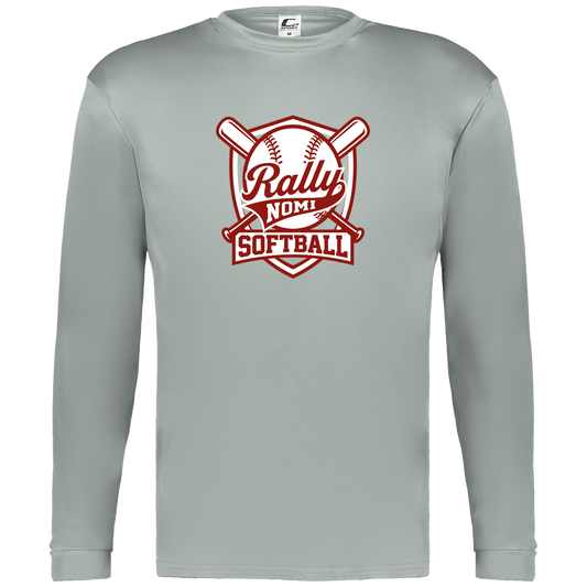rally-softball-rally-shield-c2-mens-performance-long-sleeve-tee — Silver — Front — source sha256 590649a91d2c222b433222a237faa42e5483c46fc300d9d010f308a0c1817c83 — Color position 3