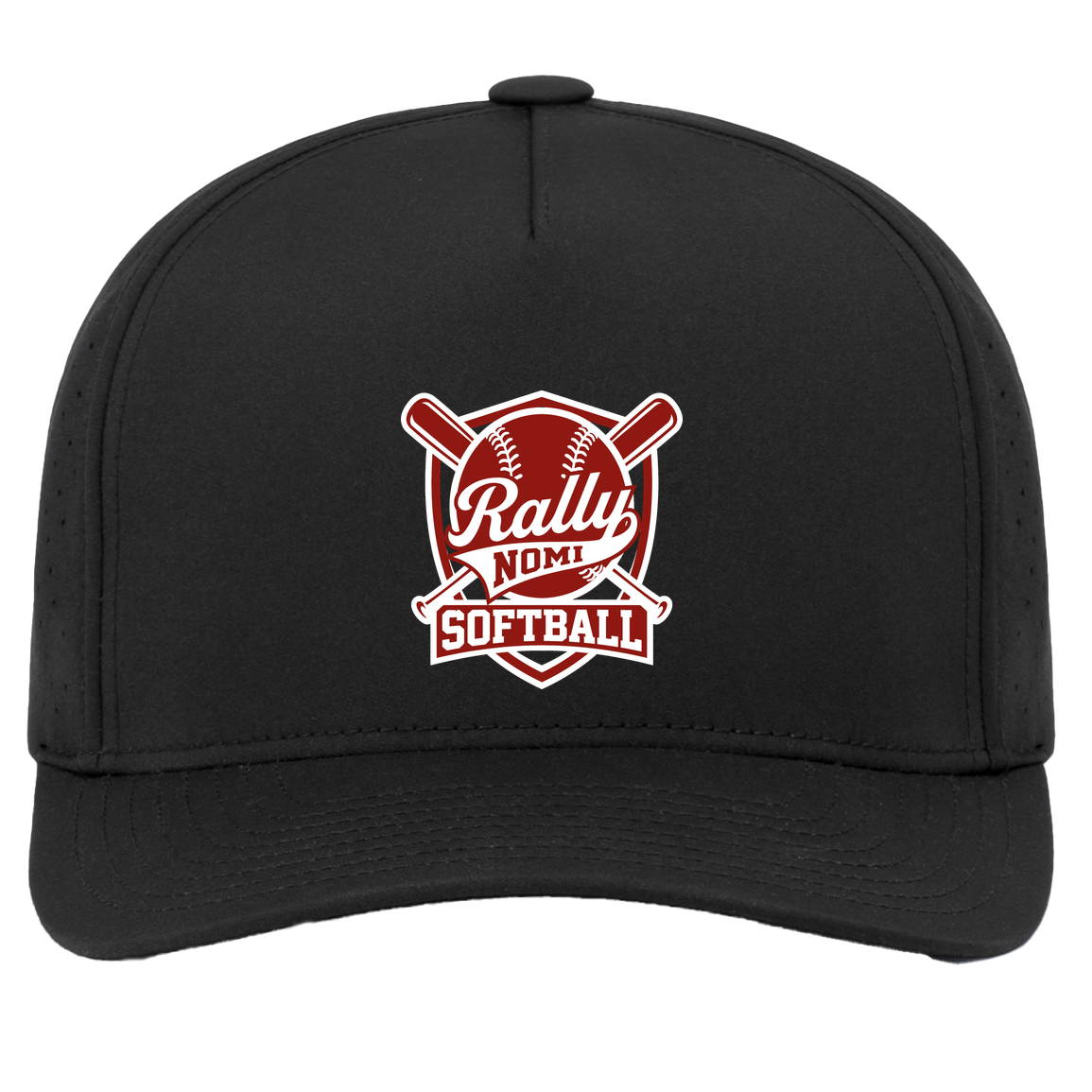 rally-softball-rally-shield-white-pacific-headwear-weekender-perforated-snapback-cap — Black — Front — source sha256 72884a9abb1c9f8e7738bf0689f935d390d2ca0b260d5e3f861e132dd4061850 — Color position 2