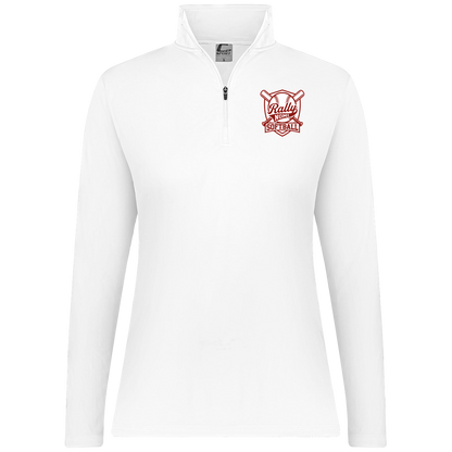 rally-softball-rally-shield-c2-womens-1-4-zip-pullover — White — Front — source sha256 7a9708dbe6aff08871bece0b3427ee6d82aab5ce23bdedf54e3b03480fb81d71 — Color position 3