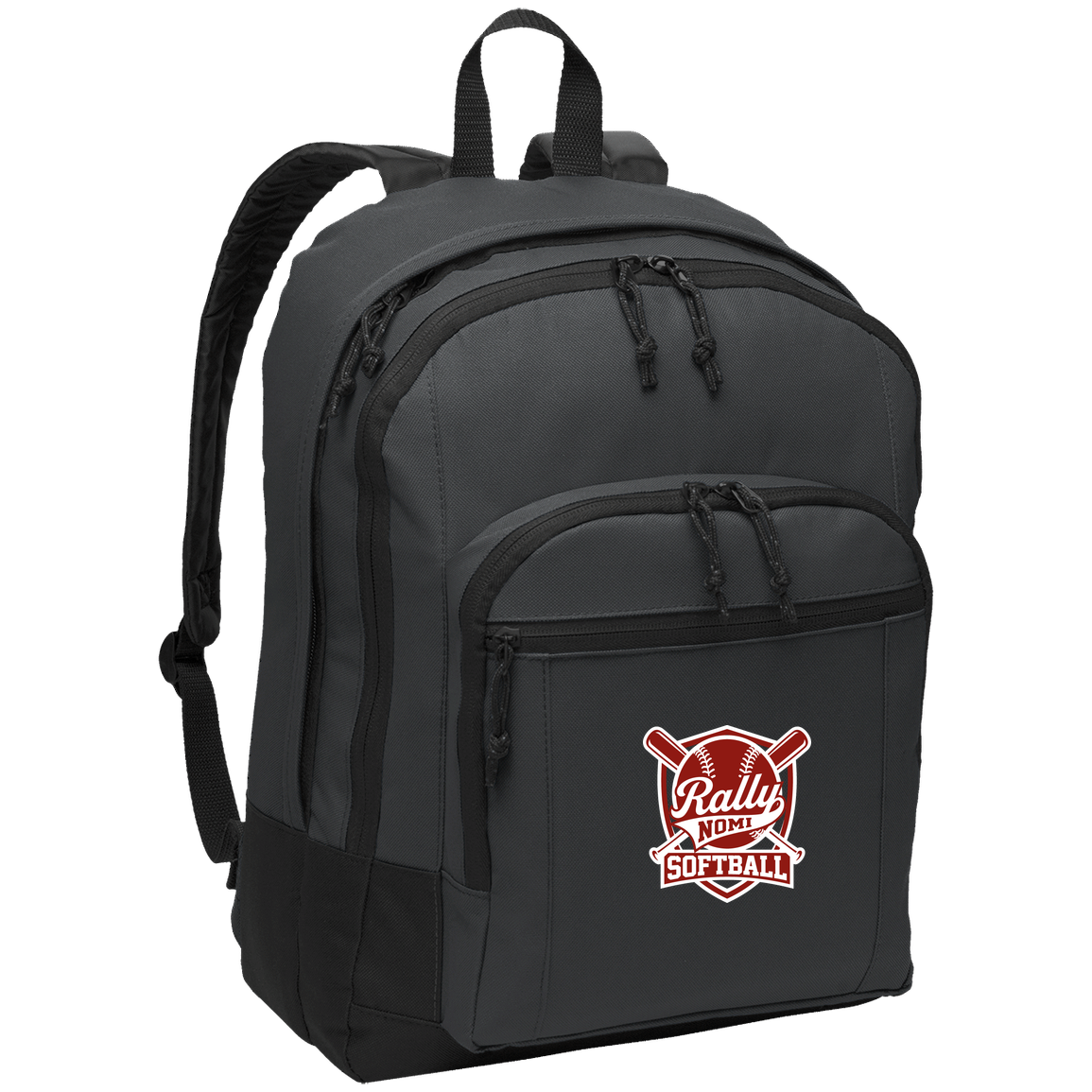 rally-softball-rally-shield-white-port-authority-basic-backpack — Dark Charcoal — Front — source sha256 7b6659d041e7f2ec66dece3a3bab883a4578416a8596bb365e9a8aae9673fc4b — Color position 2