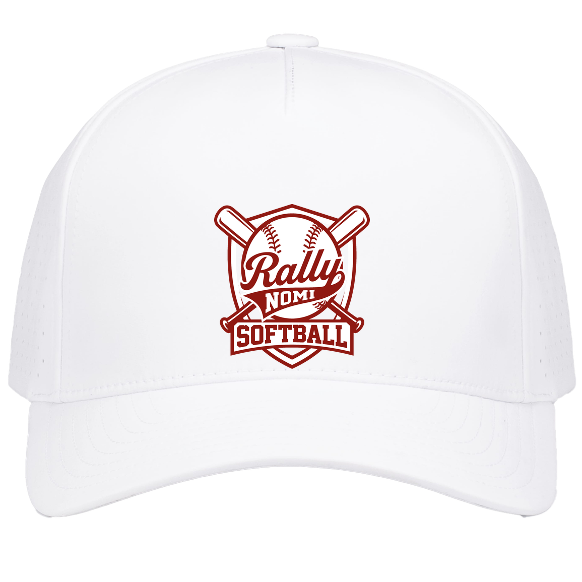 rally-softball-rally-shield-pacific-headwear-weekender-perforated-snapback-cap — White — Front — source sha256 84db83186f04aa8c4efb42fca53cfe3a358234d79158f9b365e7b2f9a6e8ad44 — Color position 6