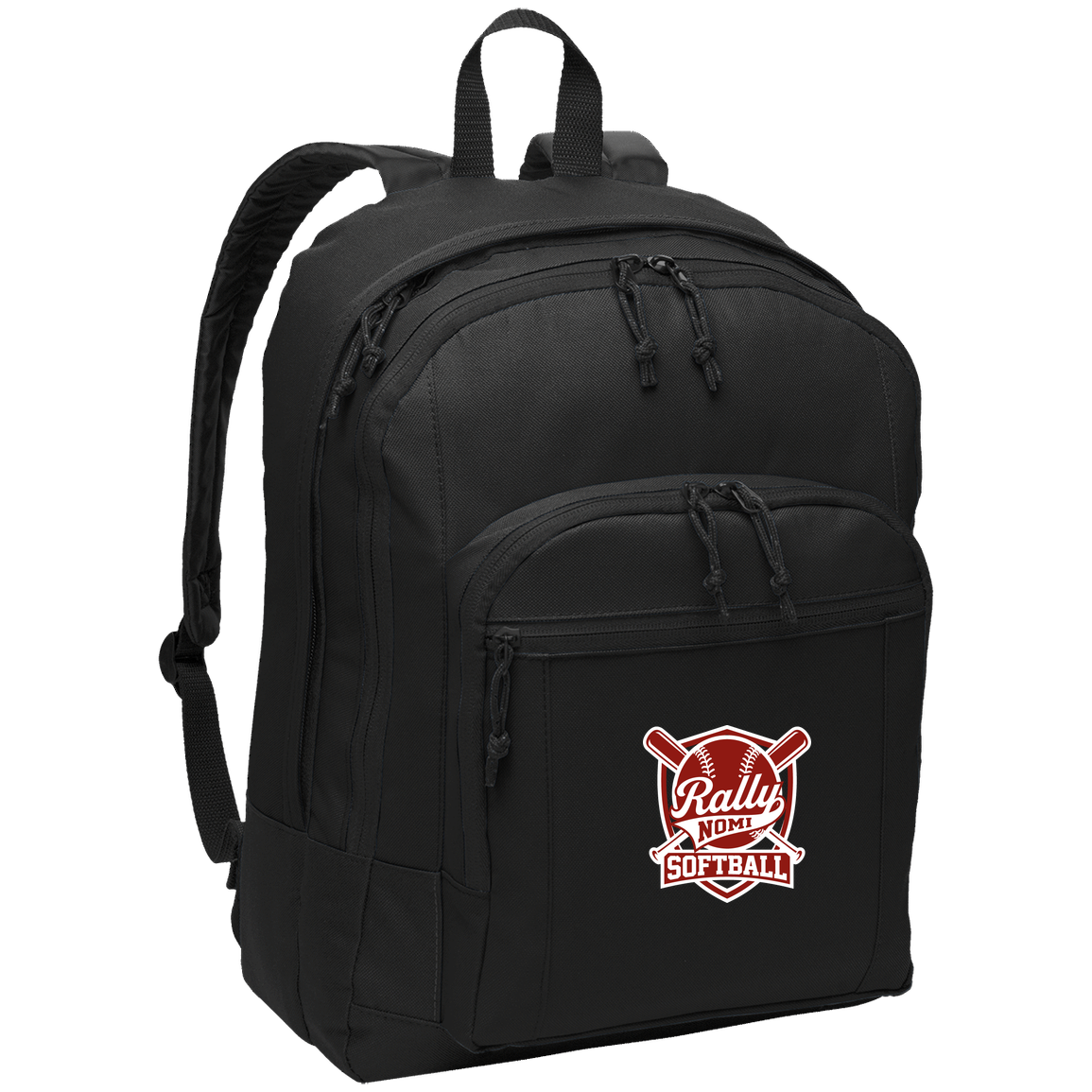 rally-softball-rally-shield-white-port-authority-basic-backpack — Black — Front — source sha256 886067bd9107e6f9c629ac16941c41a4c17649a2f4d02cc65eb7be02ab7b96f7 — Color position 1