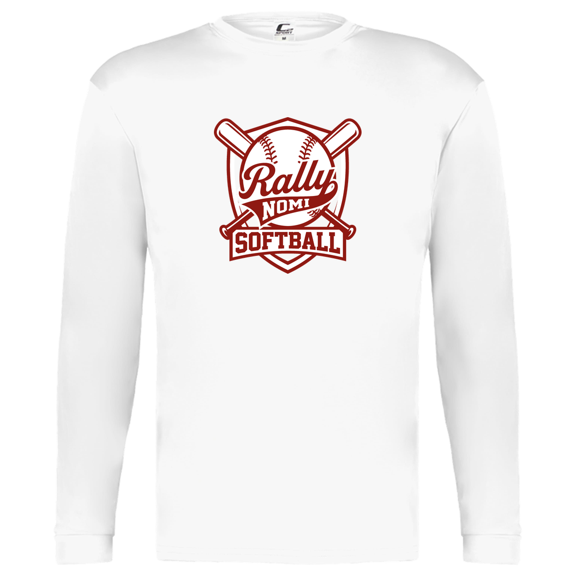 rally-softball-rally-shield-c2-kids-performance-long-sleeve-tee — White — Front — source sha256 8bbe4f8c838ec9b85b2c91ec3bc80385b63b3c91090ad62a04c0f4af8ec5aa28 — Color position 4