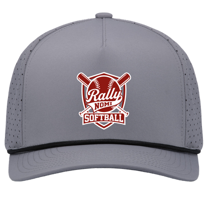 rally-softball-rally-shield-white-pacific-headwear-weekender-perforated-snapback-cap — Graphite/Black — Front — source sha256 96b52cc40baf319a18fea2937cdb11a69ff1071ffd8f6f320ee2d1f37121d3b8 — Color position 3