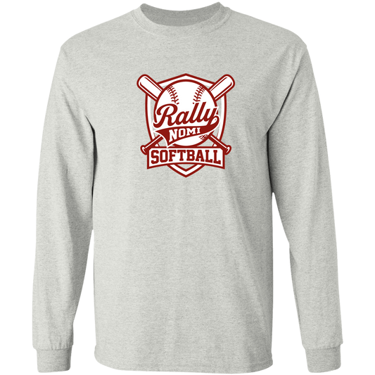 rally-softball-rally-shield-gildan-ls-t-shirt-5-3-oz — Ash — Front — source sha256 bb35f3806fb00913ba6d1bb0a8716b5805684eda410e83e7d7910bb7a35e4ec5 — Color position 1