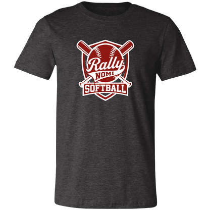 rally-softball-rally-shield-white-bella-canvas-unisex-jersey-short-sleeve-t-shirt — Dark Grey Heather — Front — source sha256 bf061e15c58f0ea7d4a4b8b04b189642297afb1099a0fd035369d8e3cbd5be72 — Color position 3