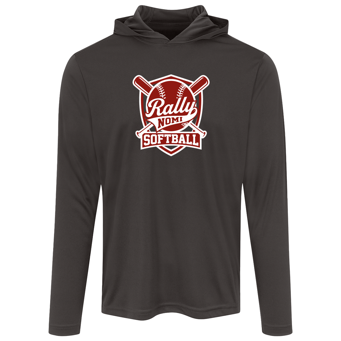 rally-softball-rally-shield-white-sport-tek-mens-competitor-hooded-tee — Iron Grey — Front — source sha256 c09216040f202cb2c77a3f8b7822c6c990e601a28b8e2b3d3b7eaaee16df1e01 — Color position 1