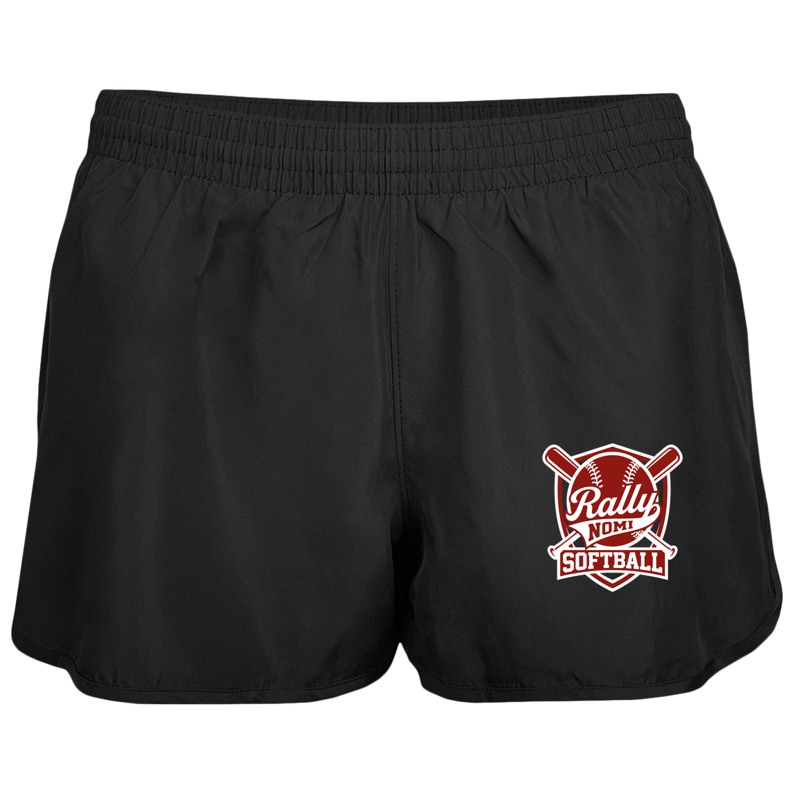 rally-softball-rally-shield-white-augusta-ladies-wayfarer-running-shorts — Black — Front — source sha256 ce05241c325b89aba6ce214fc62d7d8b9285e0144debb42520751c055c284a71 — Color position 1