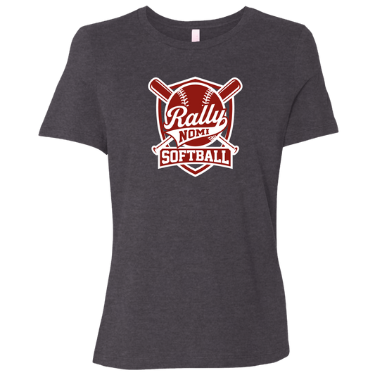 rally-softball-rally-shield-white-bella-canvas-ladies-relaxed-jersey-short-sleeve-t-shirt — Dark Grey Heather — Front — source sha256 ea7a315ac0044889733de6e553165a6bfe05856f3785fbc5fa6db2a948c9937b — Color position 1