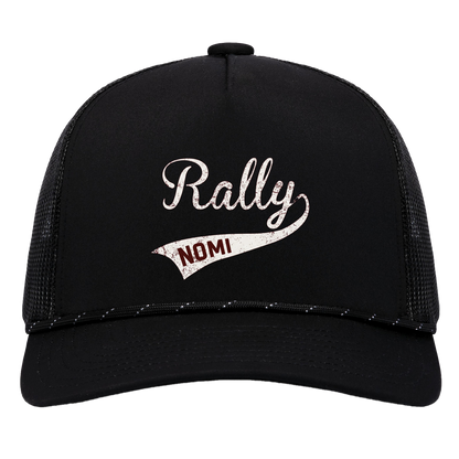 rally-softball-rally-signature-white-pacific-headwear-weekender-trucker-cap — Black/Black — Front — source sha256 062ee1966edf2b5814c2235f32d5a06acc29a65f896876ecd60935f429ef9b69 — Color position 1