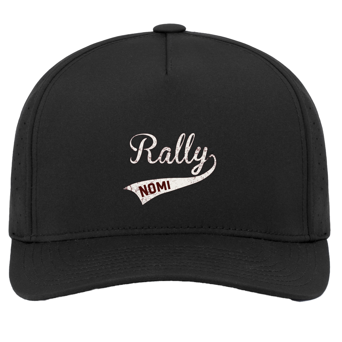 rally-softball-rally-signature-white-pacific-headwear-weekender-perforated-snapback-cap — Black — Front — source sha256 72053bacc2c5ee7e18f38eaef86045fb8962c69bcfcbffe90136d35f26387af4 — Color position 2