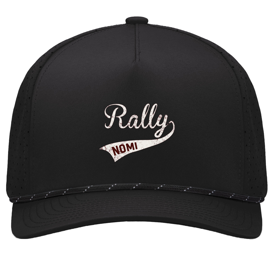 rally-softball-rally-signature-white-pacific-headwear-weekender-perforated-snapback-cap — Black/Black — Front — source sha256 82f802d1e779c1f7504e4c4f6ddb7fe45aa0d06760896fc992b7084d44cc9568 — Color position 1