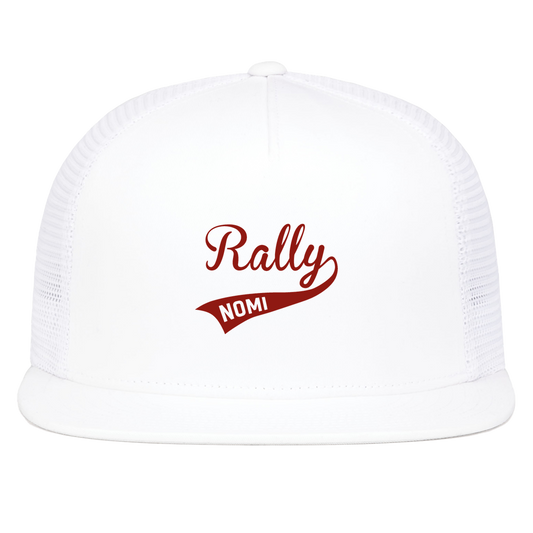 rally-softball-rally-signature-pacific-headwear-d-series-5-panel-trucker-snapback-cap — White — Front — source sha256 adc2c331a79e41244924ec991a73cd662070379b16d2742941b9b08e2b4a122b — Color position 1