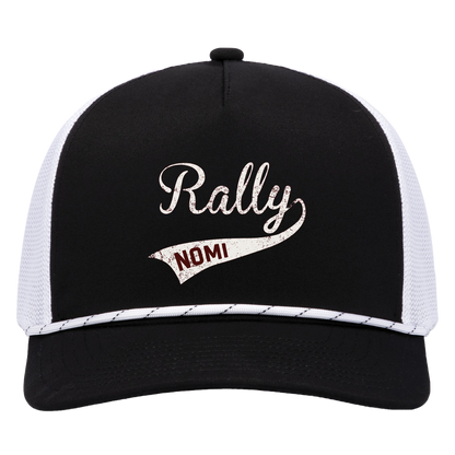 rally-softball-rally-signature-white-pacific-headwear-weekender-trucker-cap — Black/White — Front — source sha256 c729869ed32aa1725a8b34f6445ed8fe9014b6d59ae3bf5cde250b65a422b267 — Color position 2