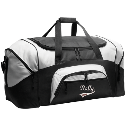 rally-softball-rally-signature-white-port-company-sport-duffel — Black/Gray — Front — source sha256 d21f050981a7000243c66f58c0cb3918f3fcb1a5e9e6855389c03aba927cc990 — Color position 1