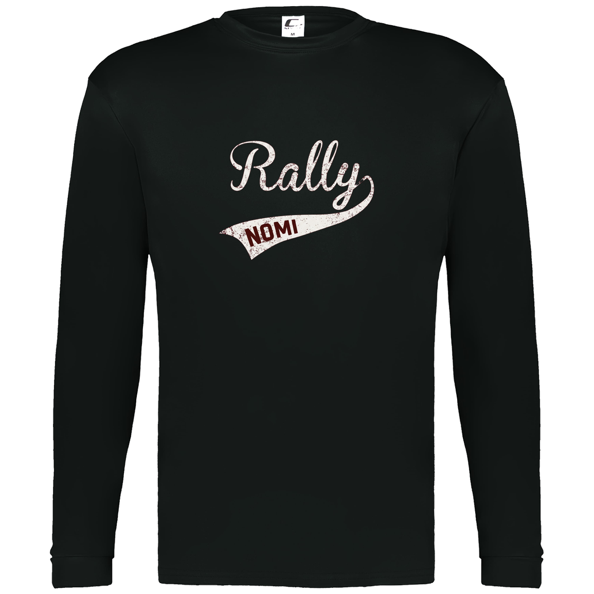 rally-softball-rally-signature-white-c2-mens-performance-long-sleeve-tee — Black — Front — source sha256 e61f3ebcfb8b8a494c548686e3766dfd500688a093b62b8f26087238cf2a3fe6 — Color position 1