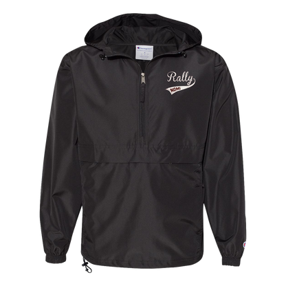 rally-softball-rally-signature-white-champion-unisex-packable-anorak-jacket — Black — Front — source sha256 f1e6da87139d30469110a2afe7929eb25f39c5c5de7ee755c70d186cfaedfafc — Color position 1