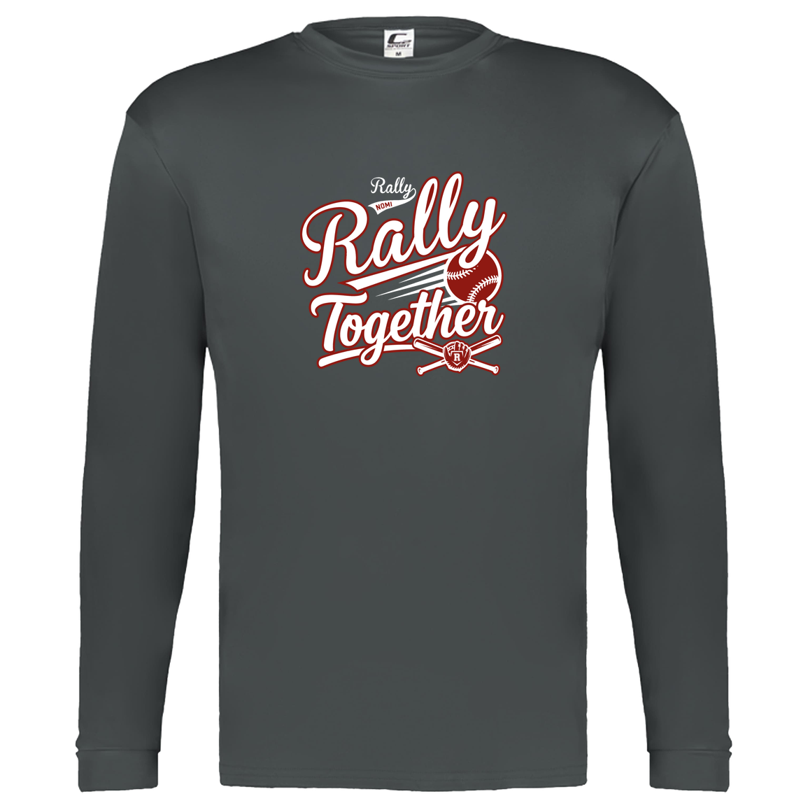 rally-softball-rally-together-white-c2-kids-performance-long-sleeve-tee — Graphite — Front — source sha256 07f59f3d649afc697e69eafa352b8906af9040da1988c117e93dd1ea82daf61b — Color position 2