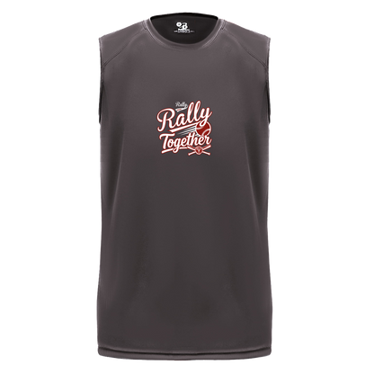 rally-softball-rally-together-white-badger-b-core-sleeveless-performance-tee — Graphite — Front — source sha256 2f249056b8f0942835b384d1d7d41a8e5d5cb9ff347689a7e026ff008592fd12 — Color position 2
