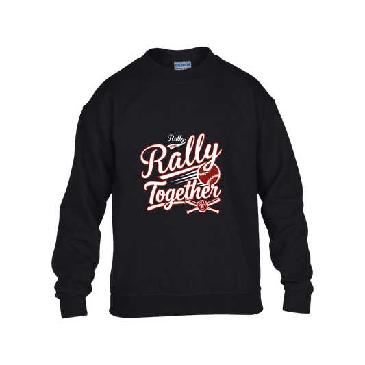 rally-softball-rally-together-white-gildan-kids-heavy-blend-fleece-crew — Black — Front — source sha256 3dca042eb914d4e3dec815db56ad35c20c1ebd18c7e83c33015f1c940230d82a — Color position 1