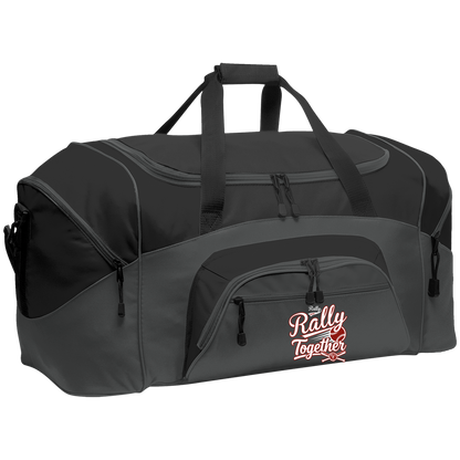 rally-softball-rally-together-white-port-company-sport-duffel — Dark Charcoal/Black — Front — source sha256 48183e3649e4e4d0b4b3f0668107de1a5ddfc863c10be843ab2e2a992225093c — Color position 2