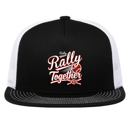 rally-softball-rally-together-white-pacific-headwear-d-series-5-panel-trucker-snapback-cap — Black/White — Front — source sha256 4905c08317c8c42d4be9f01fba8ffdacd80b149ba900743501e8716d73308f05 — Color position 2