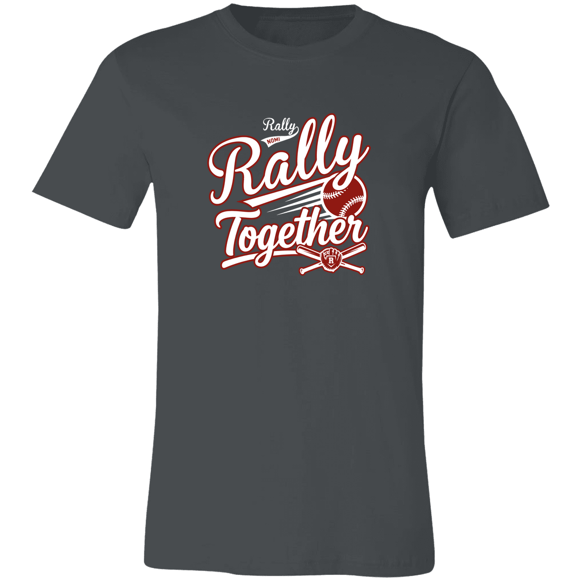 rally-softball-rally-together-white-bella-canvas-unisex-jersey-short-sleeve-t-shirt — Asphalt — Front — source sha256 4d909ee72944986702836f7f92dd013dabfa3b5995f65e61292e66ec91ccfa6d — Color position 2