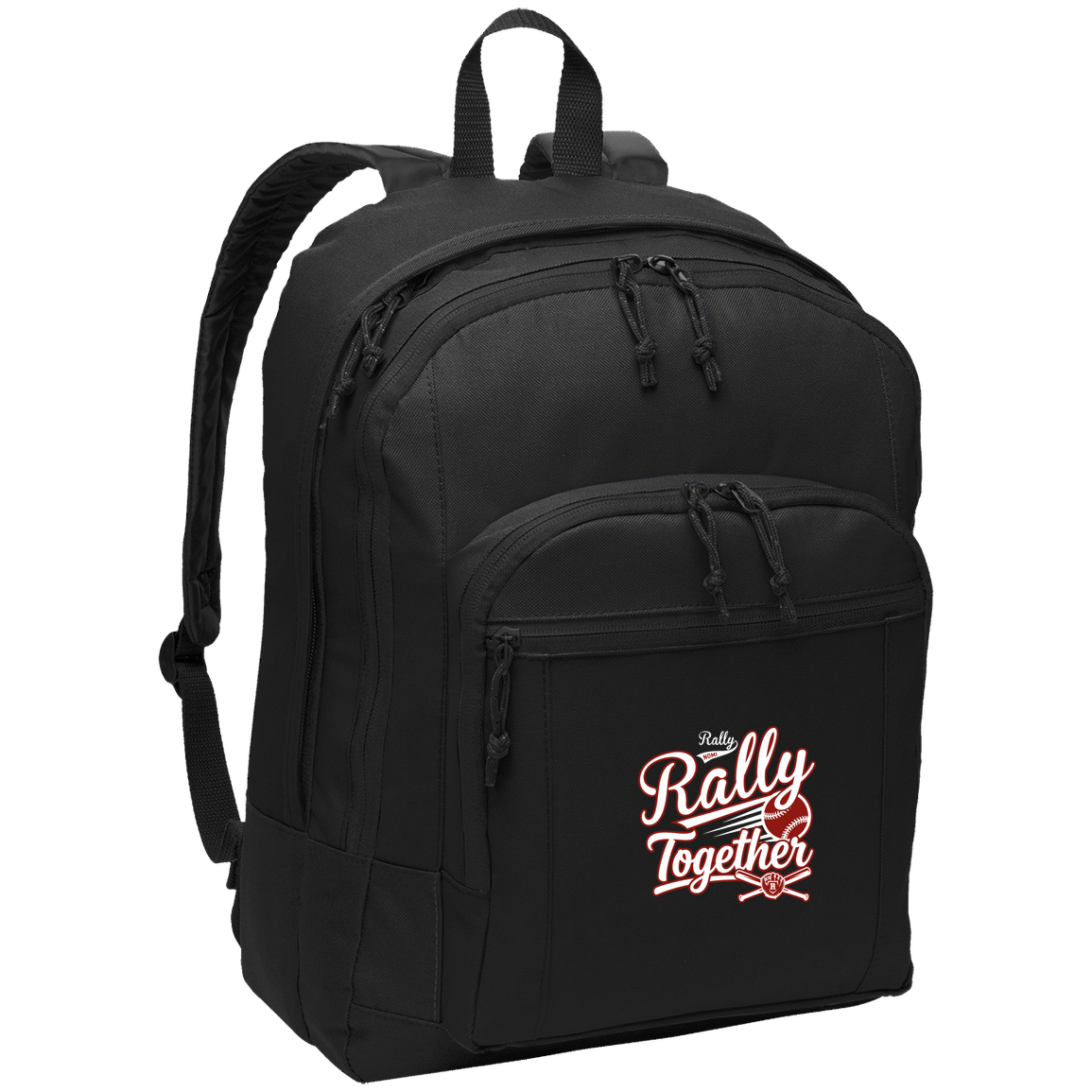 rally-softball-rally-together-white-port-authority-basic-backpack — Black — Front — source sha256 5b2f243fa99d609947b4484918d55e4be4189082be1bd929ea82598a194474e2 — Color position 1