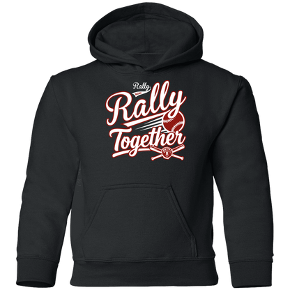 rally-softball-rally-together-white-gildan-youth-pullover-hoodie — Black — Front — source sha256 6912b10a7cb55cc5f0024fc9adc9f0f42a81fbc76bdc42664be7ad8633e8b231 — Color position 1