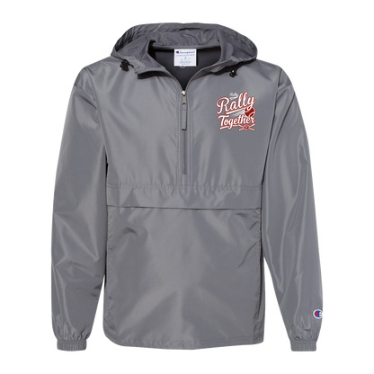 rally-softball-rally-together-white-champion-unisex-packable-anorak-jacket — Graphite — Front — source sha256 6bf121867124543735b0f0c41082759d67b419e425ca969b9e069e3c4fd0851e — Color position 2